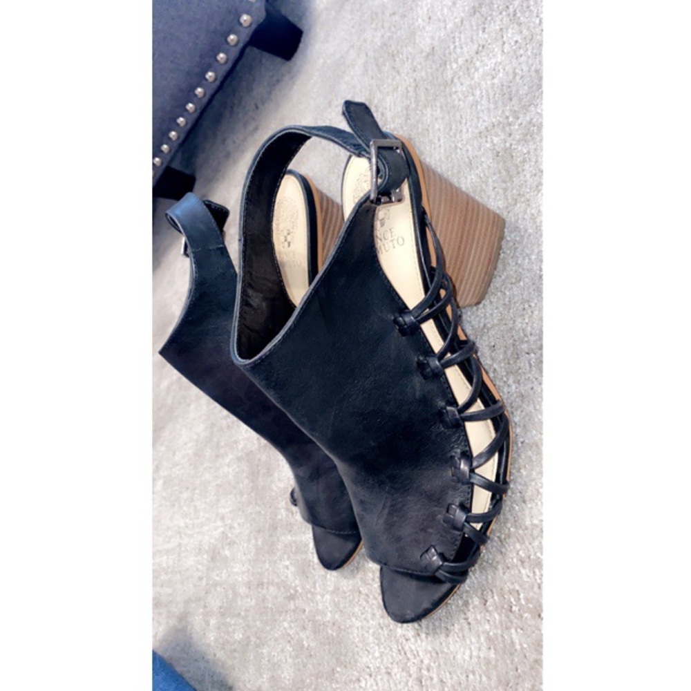 Open Toe Black Wedges